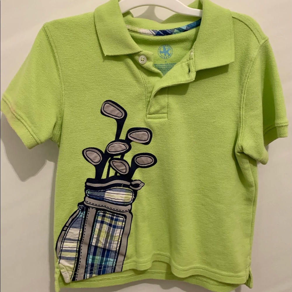 Boy’s Lime Green Polo Shirt w/ Golf Appliqué Size 5